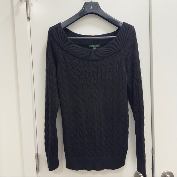 Lauren Ralph Lauren Sweaters - Lauren Ralph Lauren Y2K style Cable Knit off shoulder Sweater women’s size XL